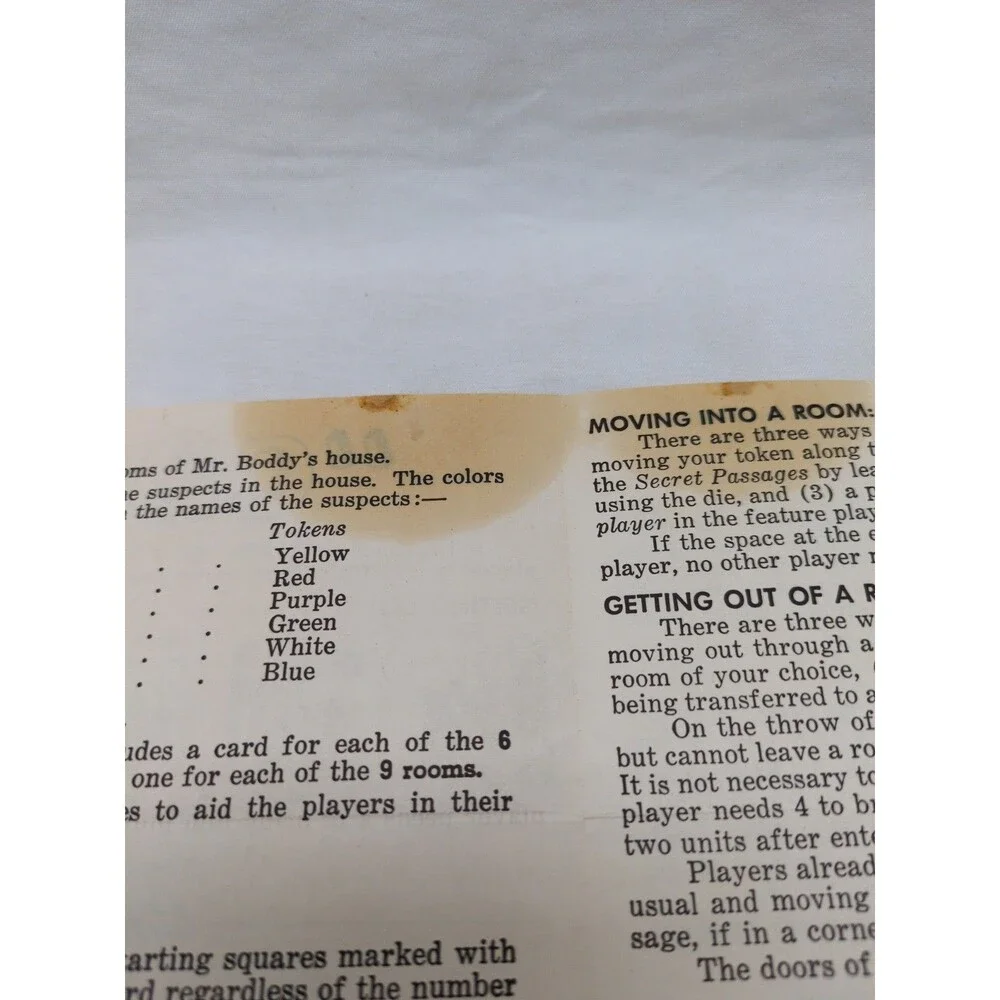 *Damaged* Vintage 1950 Clue Parker Brothers Rulebook